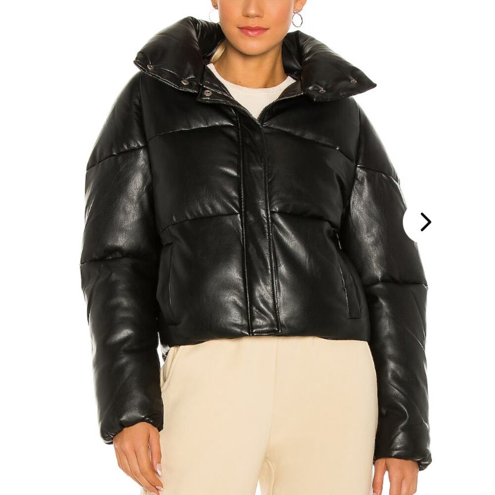 Apparis Jemma Vegan Leather Puffer Jacket Size Medium $455 Revolve